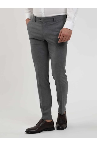 Dufy Koyu Gri Erkek Ekstra Slim Fit Melanj Desenli Klasik Pantolon - 103500-koyu Gri Koyu Gri