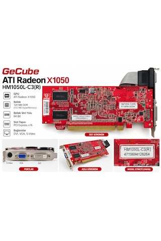 Gecube Atı Radeon X1050 Hm1050l-c3 128mb Ddr 64 Bit Pcıe Ekran Kartı