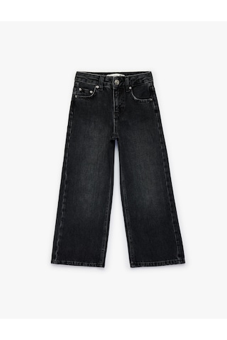 Koton Pamuklu Cepli Geniş Paça Denim Pantolon Siyah 6skg40035ad Siyah