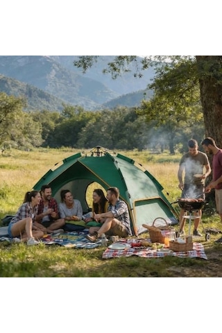 6 Kişilik Otomatik Kamp Çadırı Çift Katmanlı, Suya Dayanıklı, Hızlı Kurulum Outdoor Aile Ve Doğa Çok Renkli