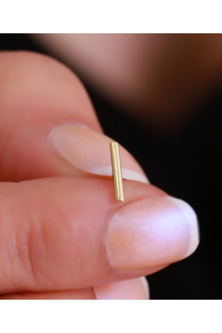14 Ayar Altın Çizgi Tragus Piercing Sarı Altın