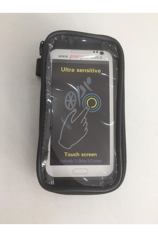 Bisiklet 6 İnç Telefon Tutucu Kadro Üstü Dokunmatik Telefonluk Siyah