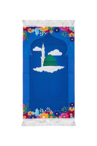 Baskılı Mavi Erkek Çocuk Namaz Seccadesi Mavi-a