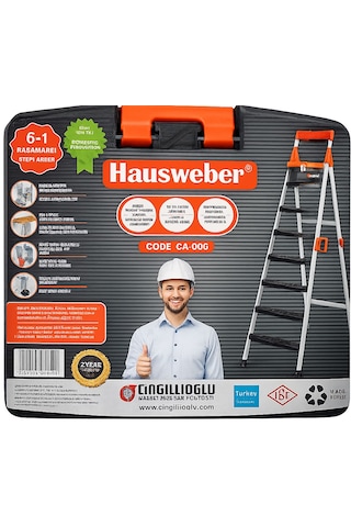 Hausweber Ca-006 6+1 Basamaklı Katlanabilir Bir Merdiven 205 Cm