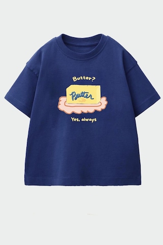 Monila Unisex Çocuk Pamuklu Bisiklet Yaka Baskılı T-shirt Lacivert