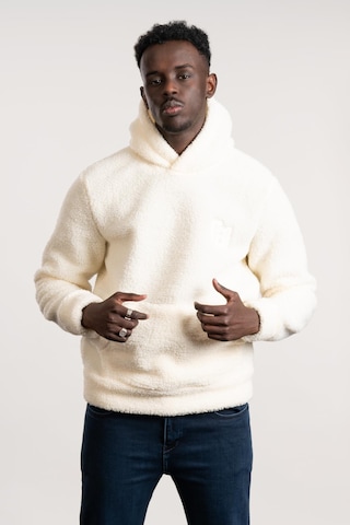 Fbı Kapşonlu Kanguru Cepli Slimfit Peluş Sweatshirt krem