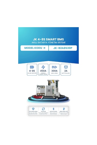 Jk Smart Bms Akıllı Batarya Yönetim Sistemi 4 8s 450a 2a Aktif Balans Jk-b2a8s30p