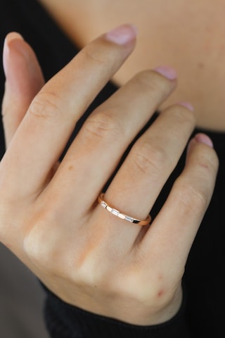 Aralıklı Üç Baget İnce Yüzük 14 Ayar Rose Altın