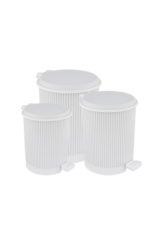 Omnipazar Elf-n320 Nostalji 3 Boy Plastik Pedallı Çöp Kovası Beyaz Beyaz