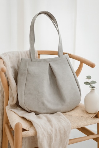 Yunusoğlu Home Gri Çok Amaçlı Premium Oversize Düz Orta Boy Kanvas Kadın El Ve Omuz Çantası Grii
