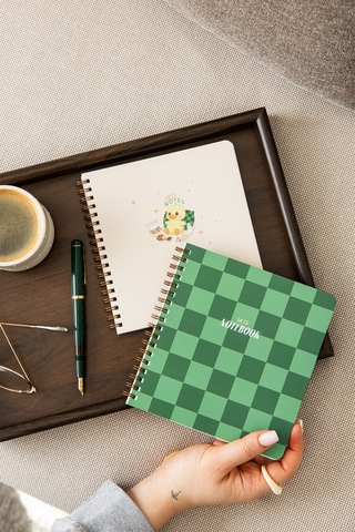 15x16 Spiralli Karton Kapak 2'li Kareli Not Defter Seti - Karo Çok Renkli