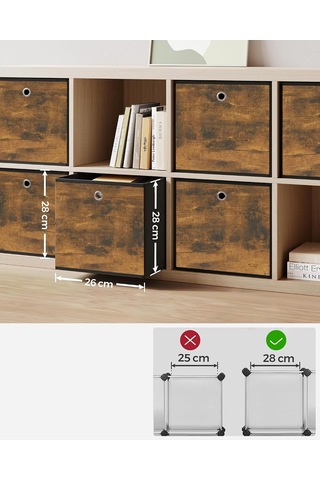 Lexroo Saklama Kutusu, 6'lı Set, Düzenleme Kutuları, Dokusuz Kumaş, Katlanır Kutu, 26 X 26 X 28 Cm Çok Renkli