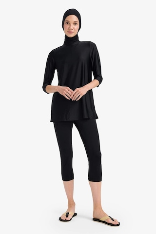 DeFacto Regular Fit 4'lü Hızlı Kuruyan Burkini Tesettür Basic Düz Mayo Takım E3513AX25HSBK81