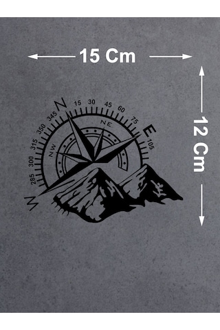 Pusula Ve Dağ Sticker, Off Road Kamp Adventure Kamp Sticker, Araba Oto Karavan Pickup Sticker 02522 15x12 Cm