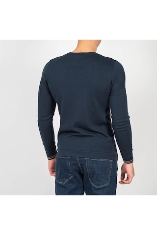 Erkek Triko Örgü Desenli Slim Fit Kazak Ncs Jeans 3638-Lacivert