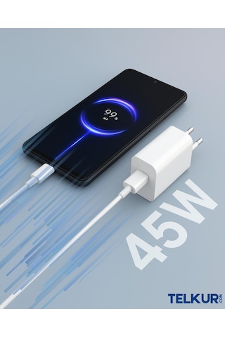 Ferro S45 Siyah 45w Usb-c Çıkışlı Süper Hızlı Şarj Adaptör Başlık - Typec & Typec 1m Kablo Seti