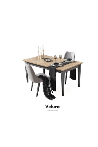 Cloud Yemek Odası Takımı Yemek Masası + 4 Adet Sandalye Antrasit - Ceviz