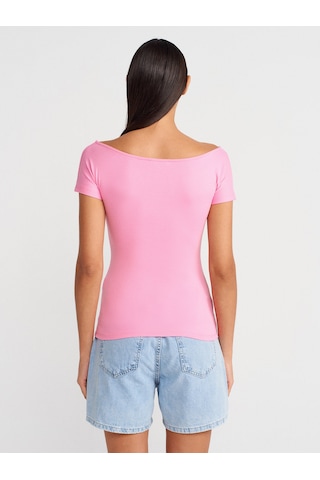 Dilvin 31922 Kısa Kollu T-shirt-pembe Pembe