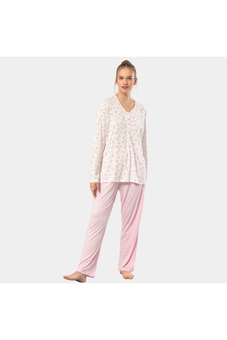 Türen Empirme Patlı Battal Uzun Kollu Pijama Takım 3366/pembe 001