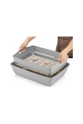 Xl Boy Elekli Kedi Tuvaleti, 50x37,5x40 Cm, Kum Küreği Hediyeli Açık Bej