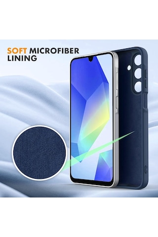 Samsung Galaxy A37 Uyumlu Içi Kadife Lansman Kılıf Ve Şeffaf Temperli Cam Ekran Koruyucu Lacivert