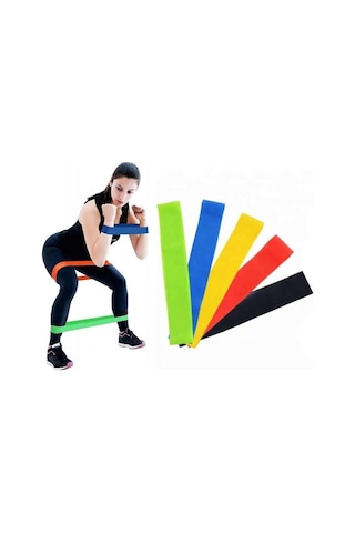 Büro Ev Ofis Egzersiz Sporu İçin 5adet Pilates Squat Aerobik Direnç Lastiği Seti Gri