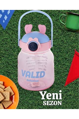 Relaxion Hediyeli, İthal Lüx Kulaklı Pembe Matara/suluk 1100 Ml 446 Açık Pembe
