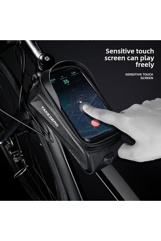 Youtek Takezero Dağ Bisikleti Çantası Eva Sert Kasa Ön Çubuk Çantası Unisex Telefon Çantası Sınır Ötesi 1l Siyah Logo'lu Siyah