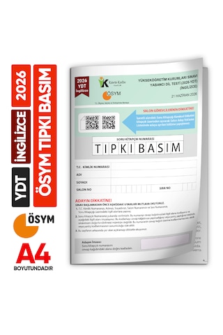 2026 Yks Ydt İngilizce Ösym Tıpkı Basım Çıkmış Soru Deneme Kitapçığı Video Çözümlü Türkiye Geneli