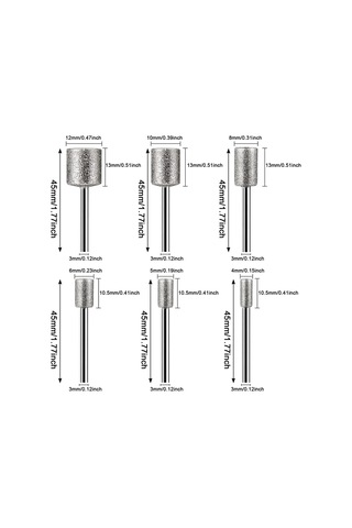 12 Adet Elmas Freze Matkap Uçları Taş Kaya Seramik Dremel Döner Aletler İçin