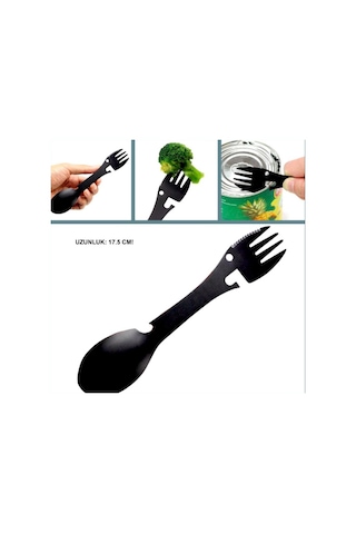 Omeniv 304 Çelik Çatal Kaşık Bıçak Set Açacak Outdoor Kamp Siyah