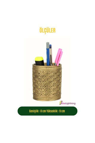 Kalemlik Altın Eskitme Renk Masa Kalemliği Organizer Kalemlik Model 4 Çok REnkli
