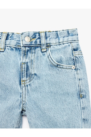 Koton Pamuklu Düğmeli Cepli Denim Şort Orta İndigo 6smb40023td