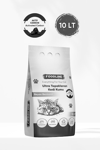 Foodline Aktif Karbonlu İnce Taneli Bentonit Topaklaşan Kedi Kumu 10 L