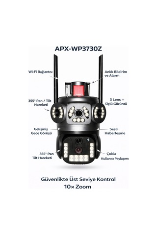 Apx-wp373oz 9mp 10x Zoom 2.8mm-12mm İki Kamera Wifi Ptz 11.03.01.001400