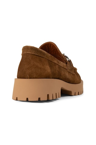 Deery Kadın Hakiki Süet Taba Renk Tokalı Loafer - 02037ztbac01