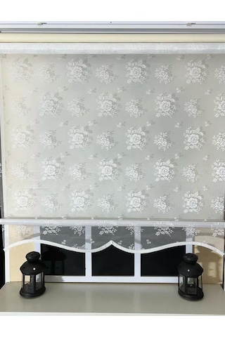 Storburada Çift Mekanizmalı Kırık Beyaz Tül Perde Ve Ekru Stor Perde Stb45253-v01 Ekru