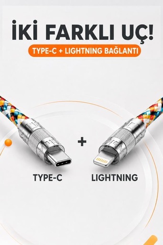 Torima Hızlı Şarj Kablosu Telefon Askısı Type-c To Lightning 27w Örgü Data Kablo U32 Renkli