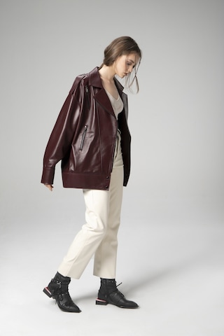 Dericlub Wm019 Oversize Biker Hakiki Deri Kadın Mont