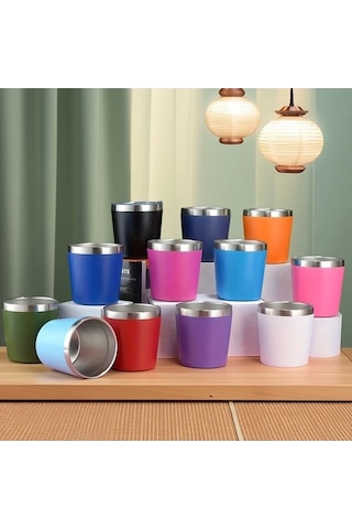 Trendooze Yeşil 8oz Mini İzole Süt Bardağı Çift Katlı Paslanmaz Çelik Termos Taşınabilir Kahve Şarap İçin Yeşil