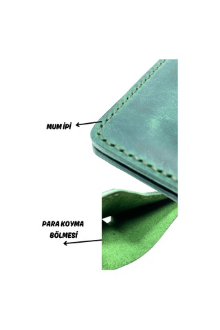 El Yapımı Hakiki Deri Premium Cüzdan Yeşil