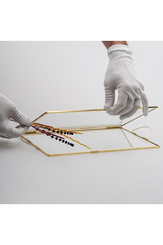 Nişan Tepsisi Cam Pirinç & Gold 25 x 15 CM