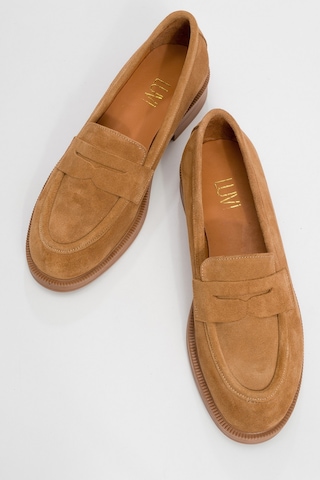 Pline Toprak Süet Hakiki Deri Kadın Loafer Ayakkabı Toprak