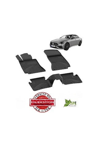 Mercedes W206 C Serisi 2022 Uyumlu 3d Siyah Kauçuk Havuzlu Oto Paspas,