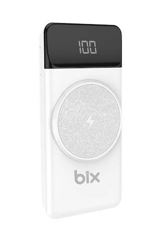 Bix PB102 10000 mAh USB PD QC 4.0 Kablosuz Şarj Powerbank Beyaz