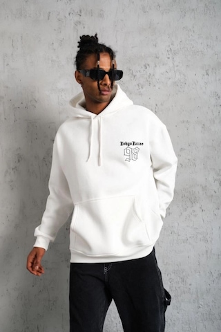 Mbb E-ticaret Erkek 98 Baskılı Kapşonlu 3 İplik Pamuklu Sweatshirt Hoodie - Beyaz