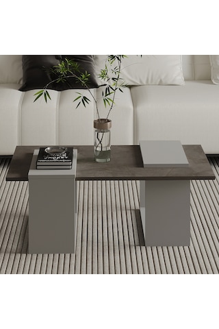 Matris Modern Orta Sehpa Geometrik Tasarım Ve Şık Detaylar Gordion Mermer/gri
