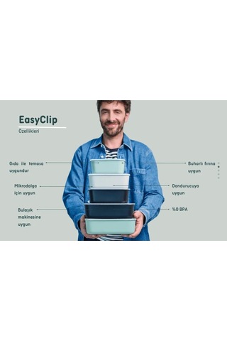 Mepal Easy Clıp Dikdörtgen Saklama Kabı 450 Ml Yeşil