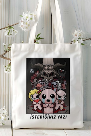 Art Hediye The Binding Of İsaac Oyun Baskılı Bez Çanta Omuz Çantası Kişiye Özel Model 5 Çok Renkli
