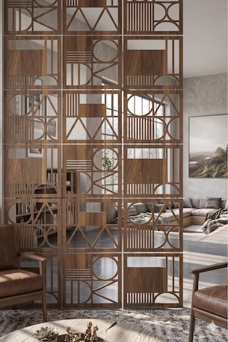 Lazer Kesim Paravan, Ahşap Separatör, Oda 4'lü Panel Levha Model11 40 X 40 Cm